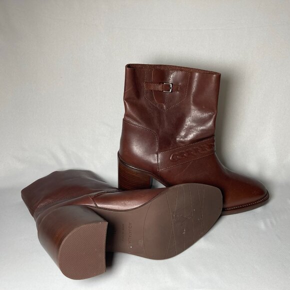 Aquatalia Evette Brown Leather Mid-Calf Boots - Picture 8 of 8
